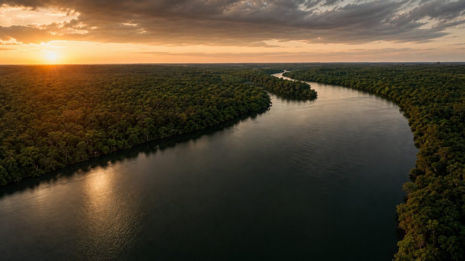 Vista aérea de rio e floresta preservada no Tocantins